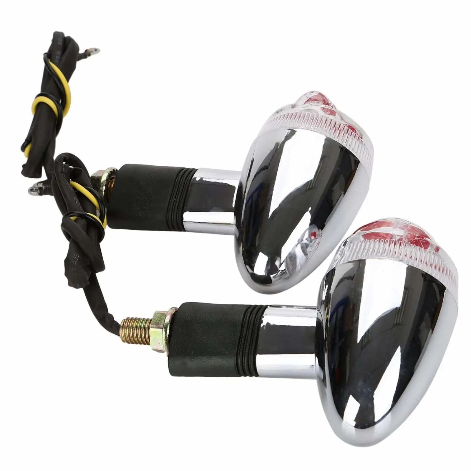 2x хром Красный Мотоцикл 3D Череп Скелет светодиодный желтый сигнал поворота