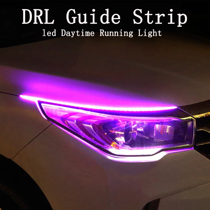 

DRL Guide Strip de circulaciÃ³n diurna LED DRL para coche, seÃ±al de giro, accesorios de luces laterales de freno y faros de coche