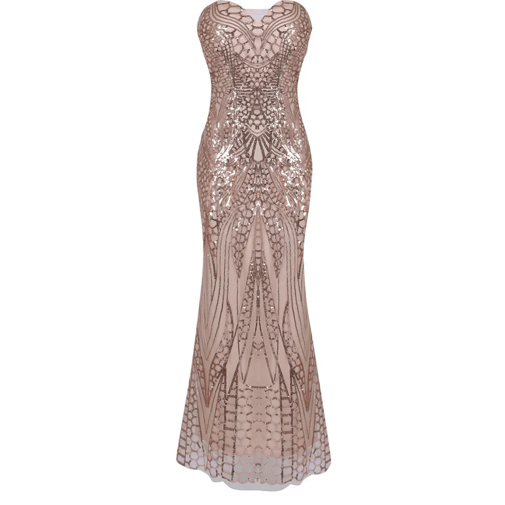 JAYCOSIN с открытыми плечами длинное платье блестками женское без бретелек русалки