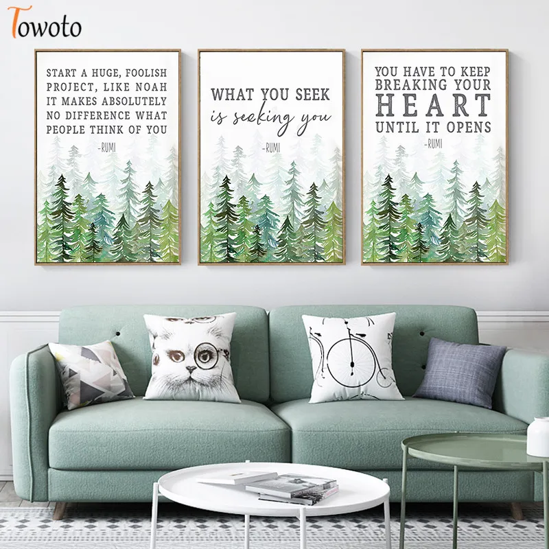 Скандинавский холст настенная живопись современный декор принты растений