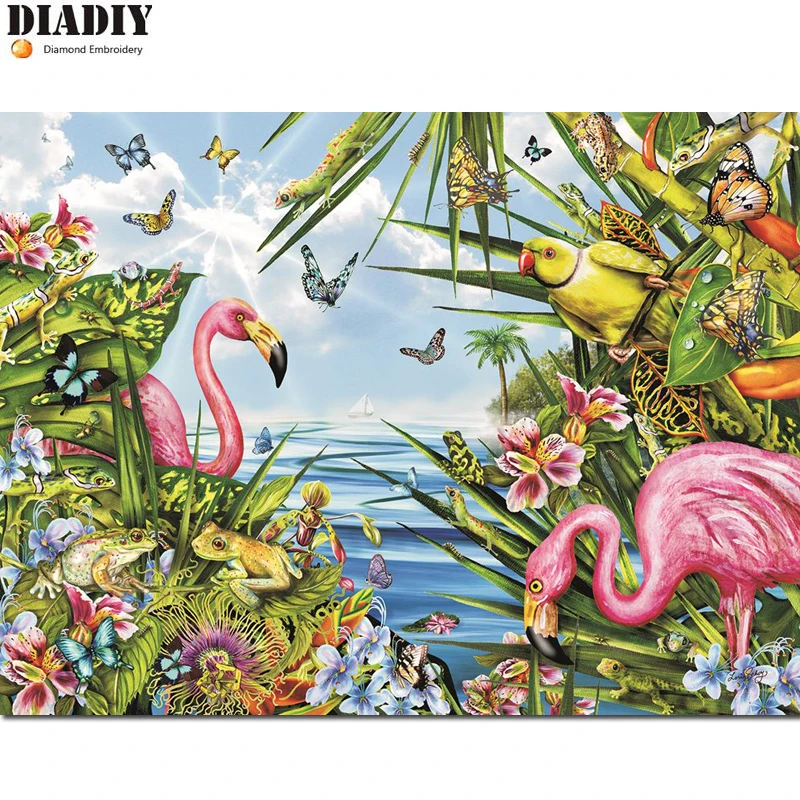 

Full round Diamond 5D DIY Diamond Painting animal Flamingos Embroidery Cross Stitch Rhinestone Mosaic Painting Decor