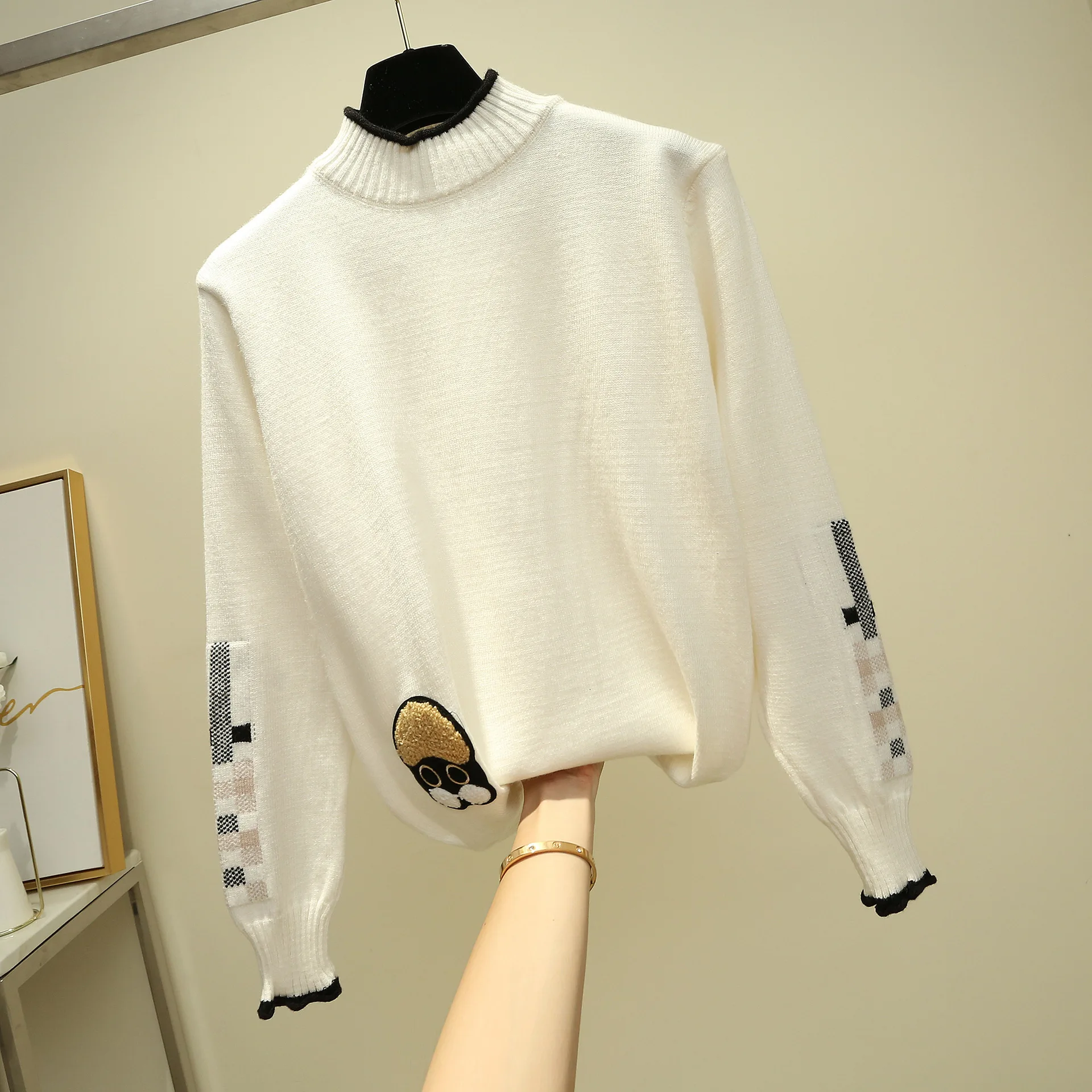 Полученная женская одежда 2019 Новый корейский стиль Trui безусловный свободный