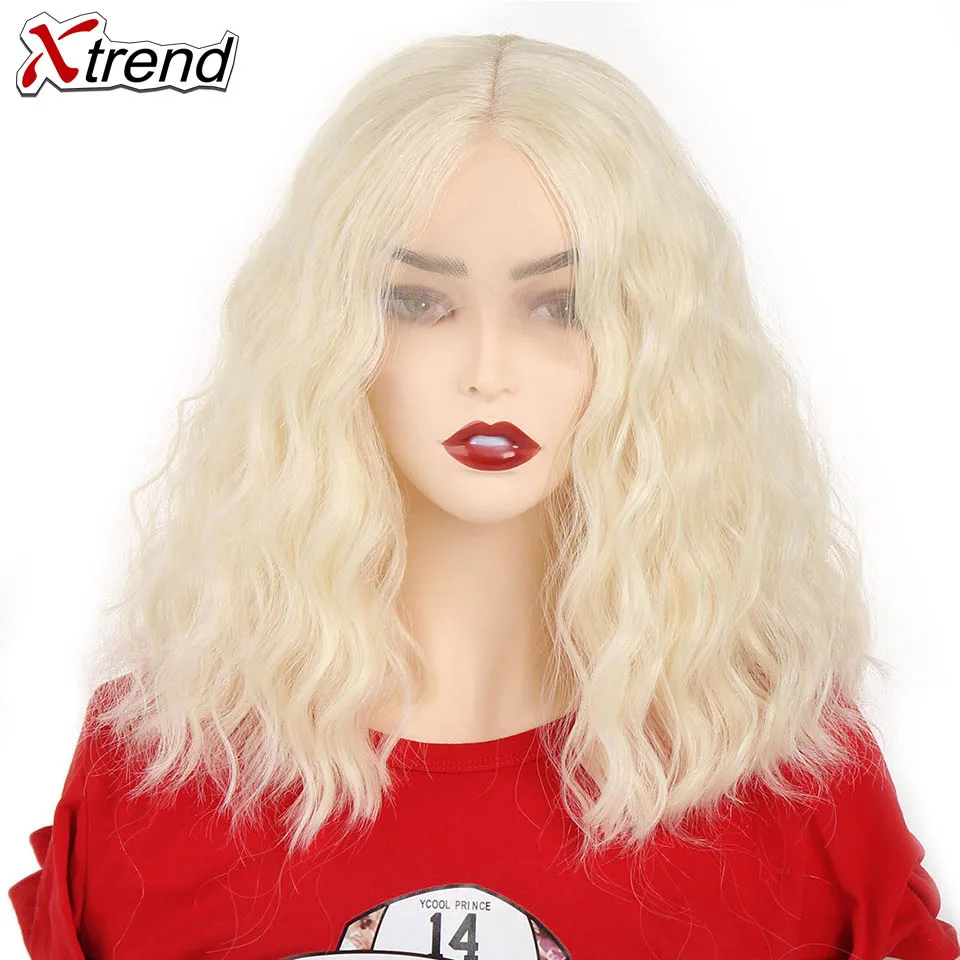 Xtrend синтетический волнистый парик фронта шнурка парики короткий Боб волос 14 дюймов черный коричневый красный Омбре парик для женщин Регулируемый термостойкий