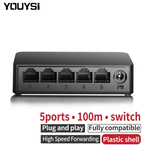 Youysi 10/100m YYS-1005M Ports High Speed Mini Network Switch RJ45 100Mbps Fast Ethernet Network Switcher