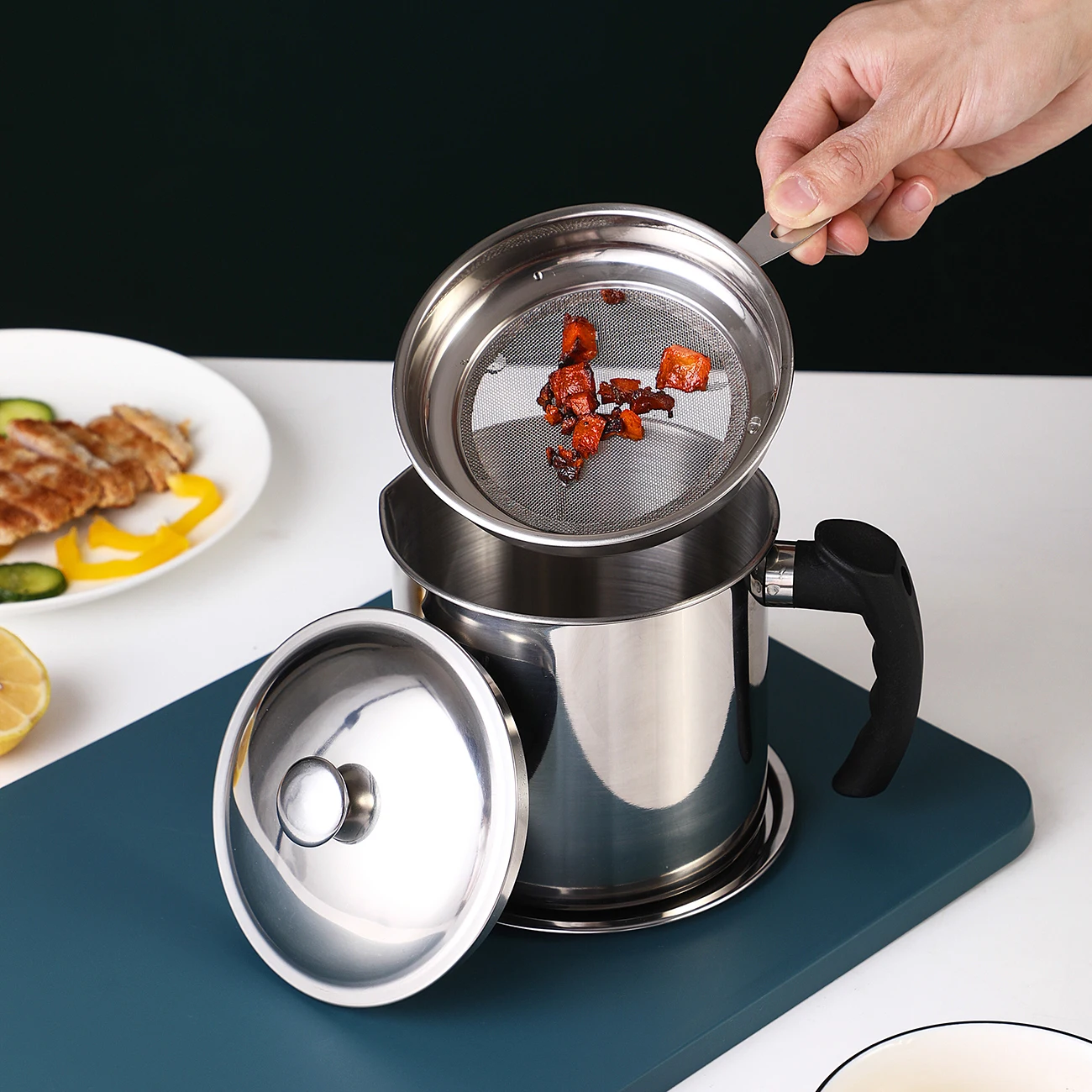 Бытовая банка для масла из нержавеющей стали с фильтром кухонная канистра