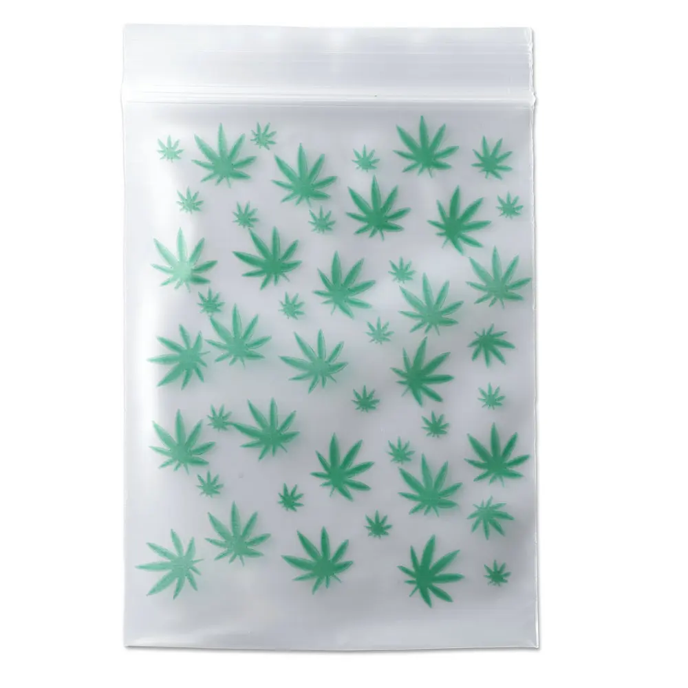 Зеленый травяной лист печати сумки ясный запечатанный мешок PE Сумки 8X12CM 30