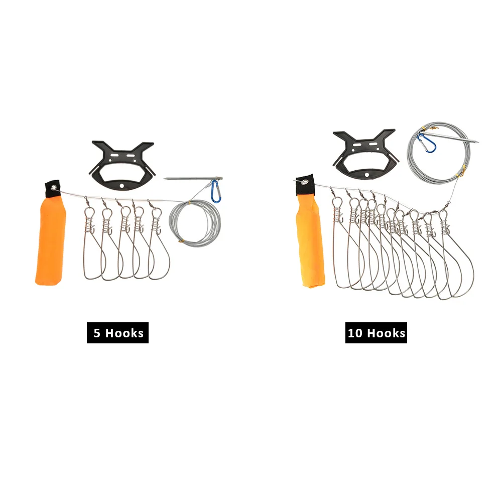 

5 Snaps / 10 Snaps Stainless Steel Live Fish Lock Fishing Stringer Steel Lanyard Large Fish Lock with Float and Plastic Handle