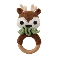 1pc baby teether safe wooden toys mobile pram crib ring diy crochet rattle soother teether baby product