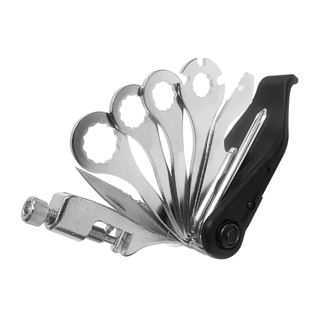Portable Bicycle Repair Multitool Kit with Chain Breaker/Hex Keys/Spanner/Screwdriver Multifunction Bike Tools