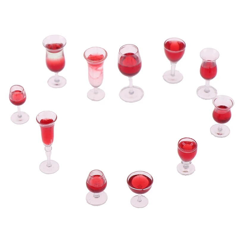 

1/12 Dollhouse Miniature Accessories Decoration Mini Red Wine Glass Simulation Cup Drink Model Toy