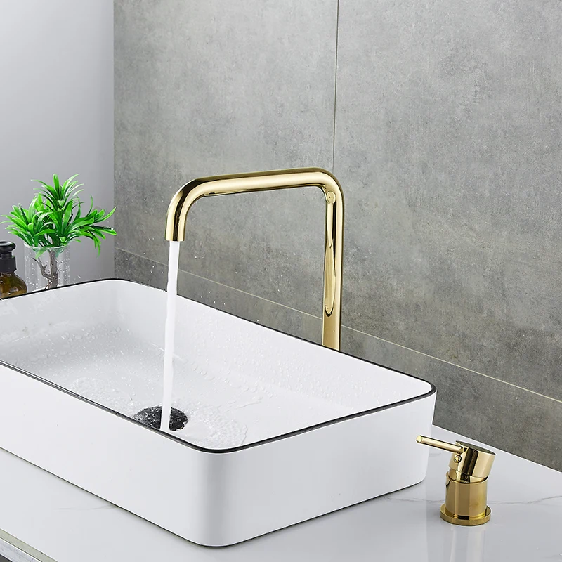 Смеситель для раковины в ванную комнату сверхдлинная труба два отверстия