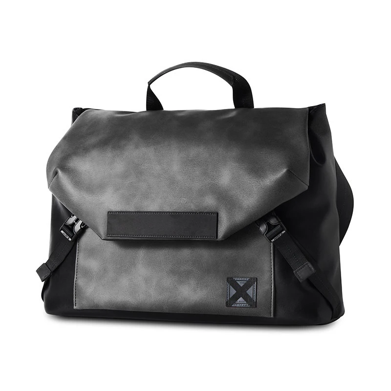 

Men's genuine leather messenger bag Leisure carry handle pu webbing buckle strap shoulder Bag flap Laptop crossbody bag