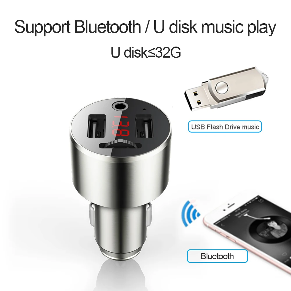 HiFi AUX Автомобильный MP3-плеер Handsfree Bluetooth 5,0 fm-передатчик 4.8A двойной USB зарядное устройство Поддержка u-диск usb-накопитель воспроизведение музыки