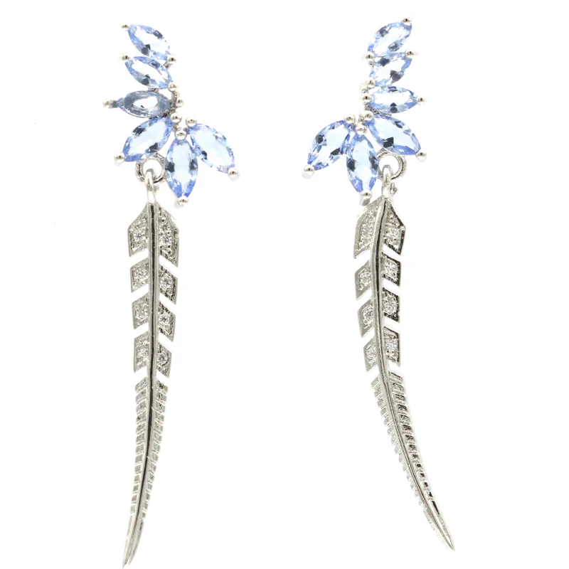 50x12 мм восхитительно созданный Аквамарин фиолетовый Танзанит CZ для дам одежда на