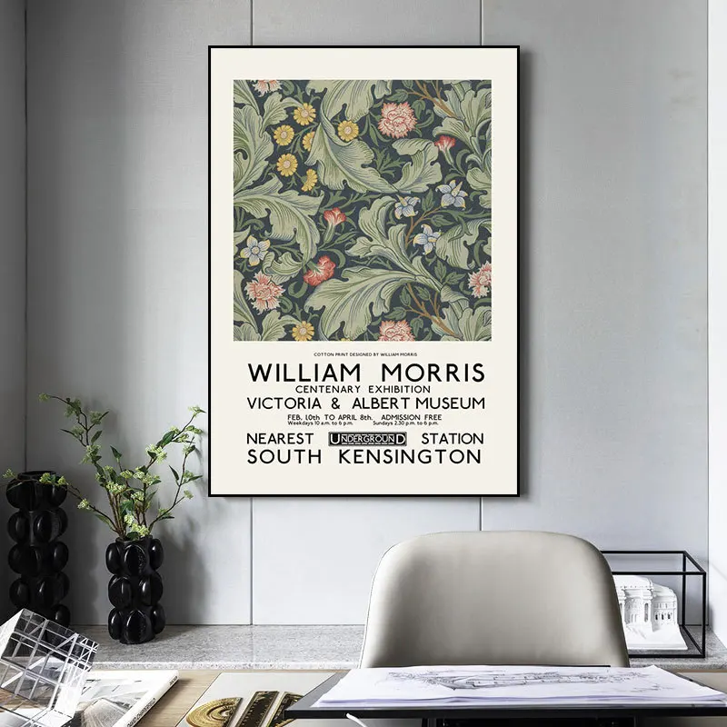 

William Morris decorative painting simple flower ins wind small fresh paintings homestay living room coffee shop mural