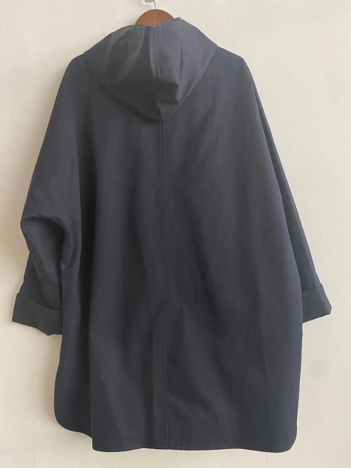 

Solid Color Women Trench Hooded Loose Casual Autumn and Winter New Coat