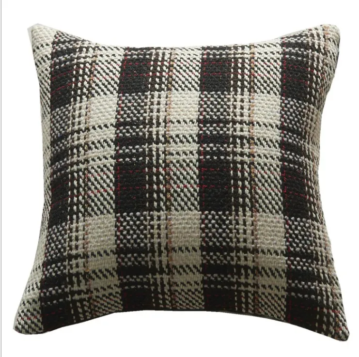 Красный черный зеленый шерстяная клетчатая наволочка для подушки