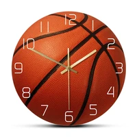 basketball ball art printed wall clock basketball fans sports room decor silent movement timepieces wall watch for teens bedroom