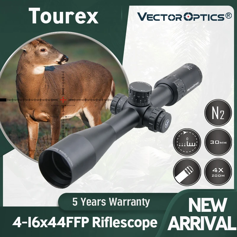 

Vector Optics Tourex 4-16x44 Tactical scope Zero Stop Turret 1/4 MOA 30mm Monotube Min 10 Yds Side Focus Fit for .308 Win .338