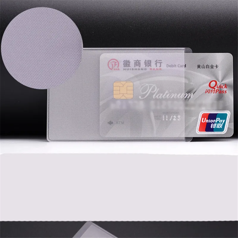 

50pcs 6*9.3cm Card Slip Case Sleeve Protective Protector PVC Holder For half transparent ID credit card sleeve