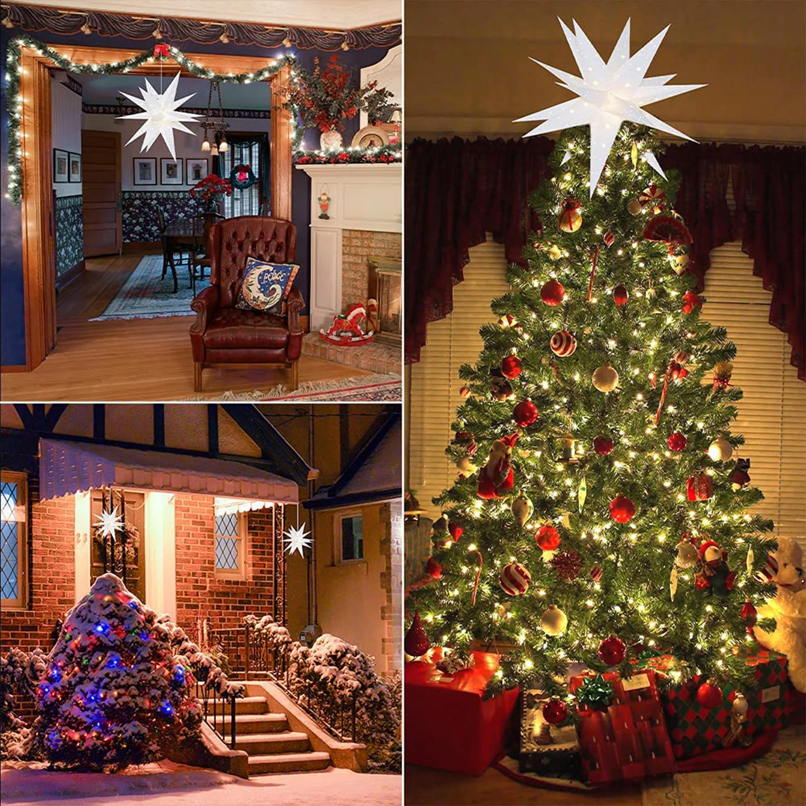 

45cm 18 Pointed Star Fairy String Lights With Bulb Christmas Tree Indoor Outdoor Room Wedding Home Hanging Pendant Decorations