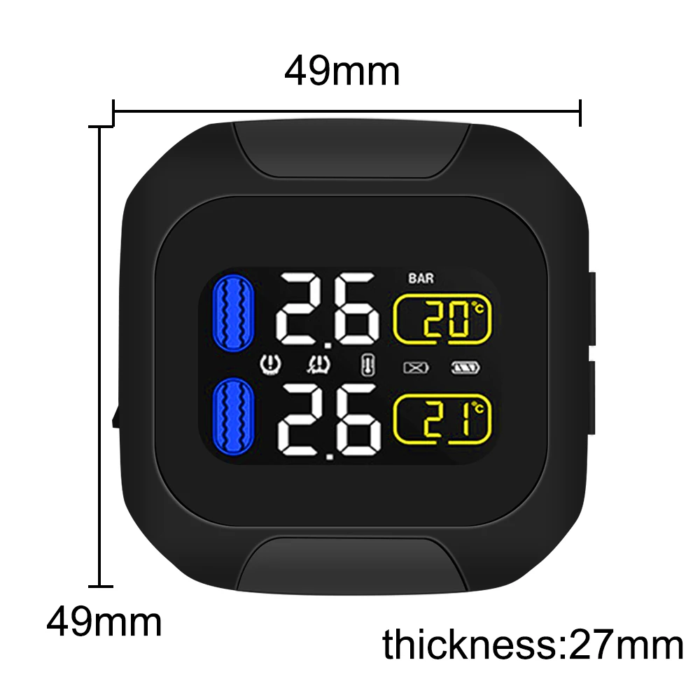 

LEEPEE LCD Display Motor Tire Pressure Monitoring System Motorcycle TPMS Tyre Temperature Alarm 2 External Internal Sensors