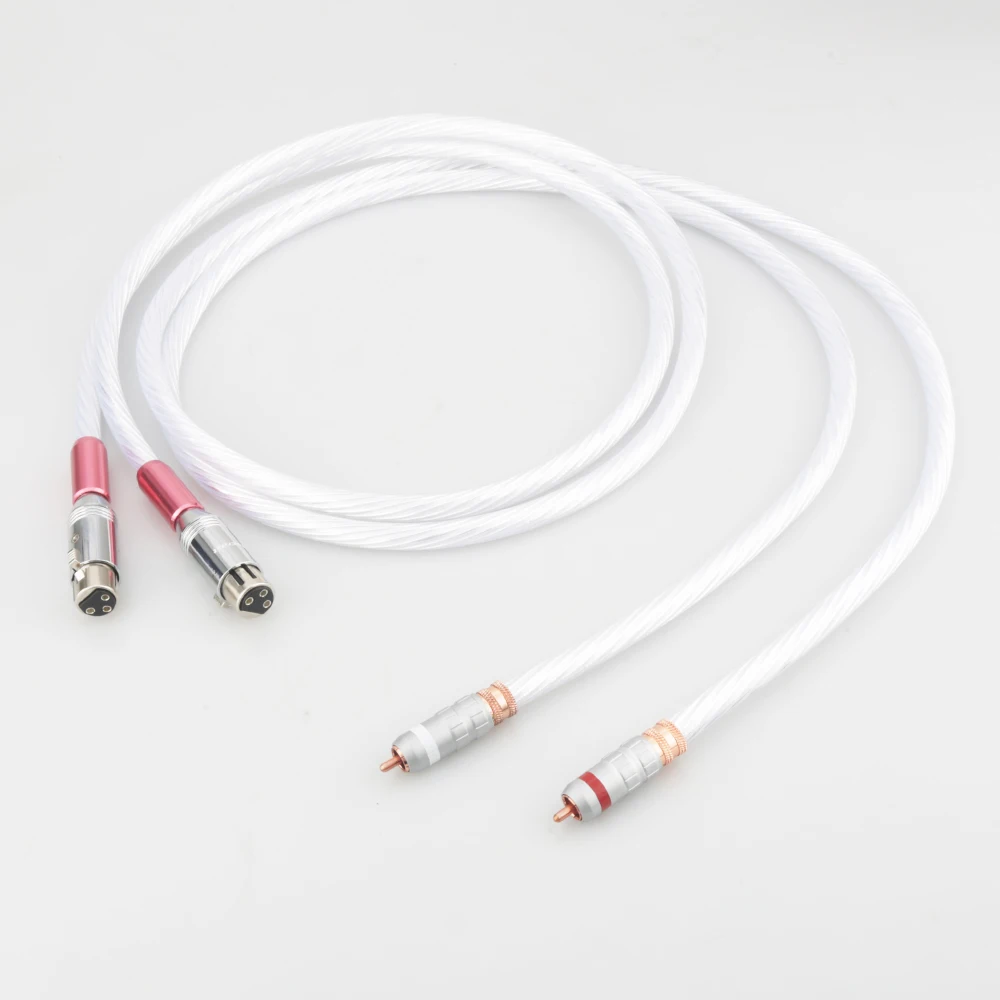 Посеребренный аналоговый RCA аудио кабель для соединения штекер к XLR гнездовой