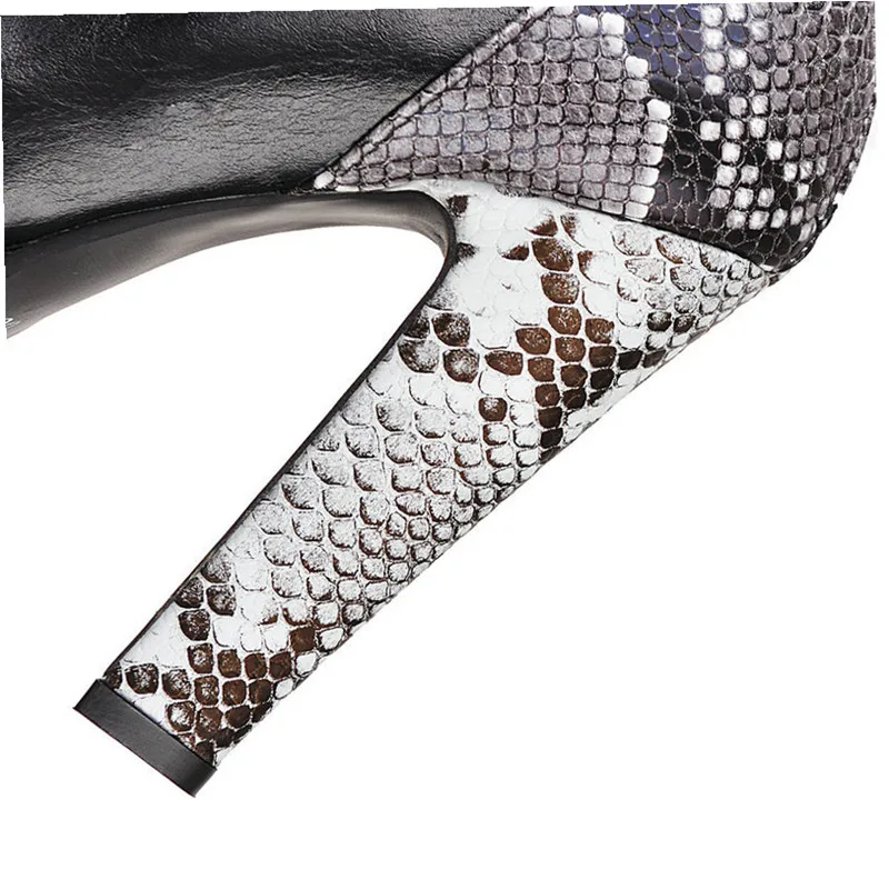 Ботинки ефер Анаконда на платформе под змеиную кожу питона ботинки молнии с