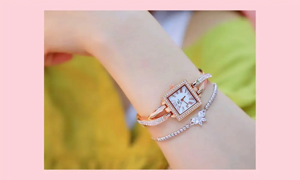 Часы женские с маленьким циферблатом золотистые квадратные|Женские наручные