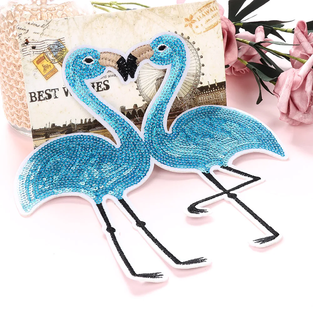 1 шт. Новый Фламинго блестки патч пришить одежду свитер футболка вышитые