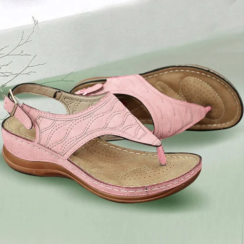 

Women's Sandals Ladies Flip-toe Wedge Thongs Fashion Embroidery Platform Buckle Casual Women's Beach Shoes Ladies Fashion Shoes