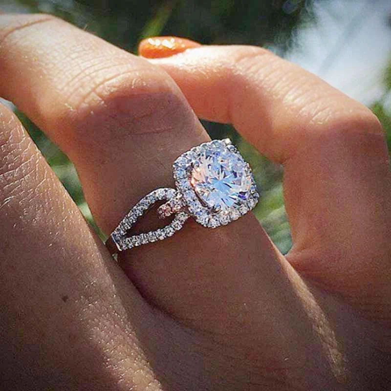 Huitan Мода женские обручальные кольца с микро-паве классический кубический циркон