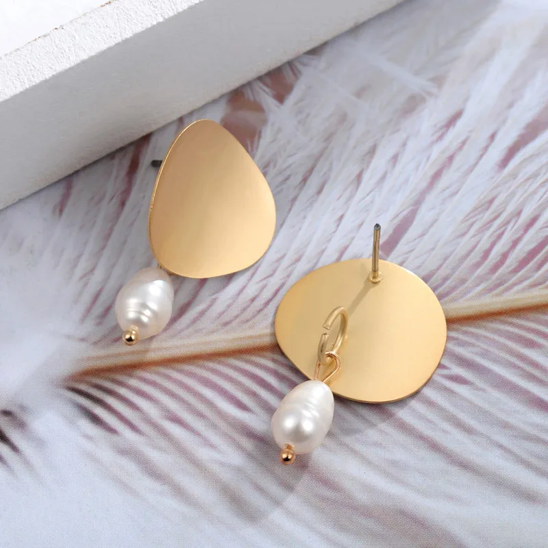 MINHIN Simulated Pearl Stud Earrings Women Bohemian Geometric Earrings Wedding Jewelry Korean Earrings