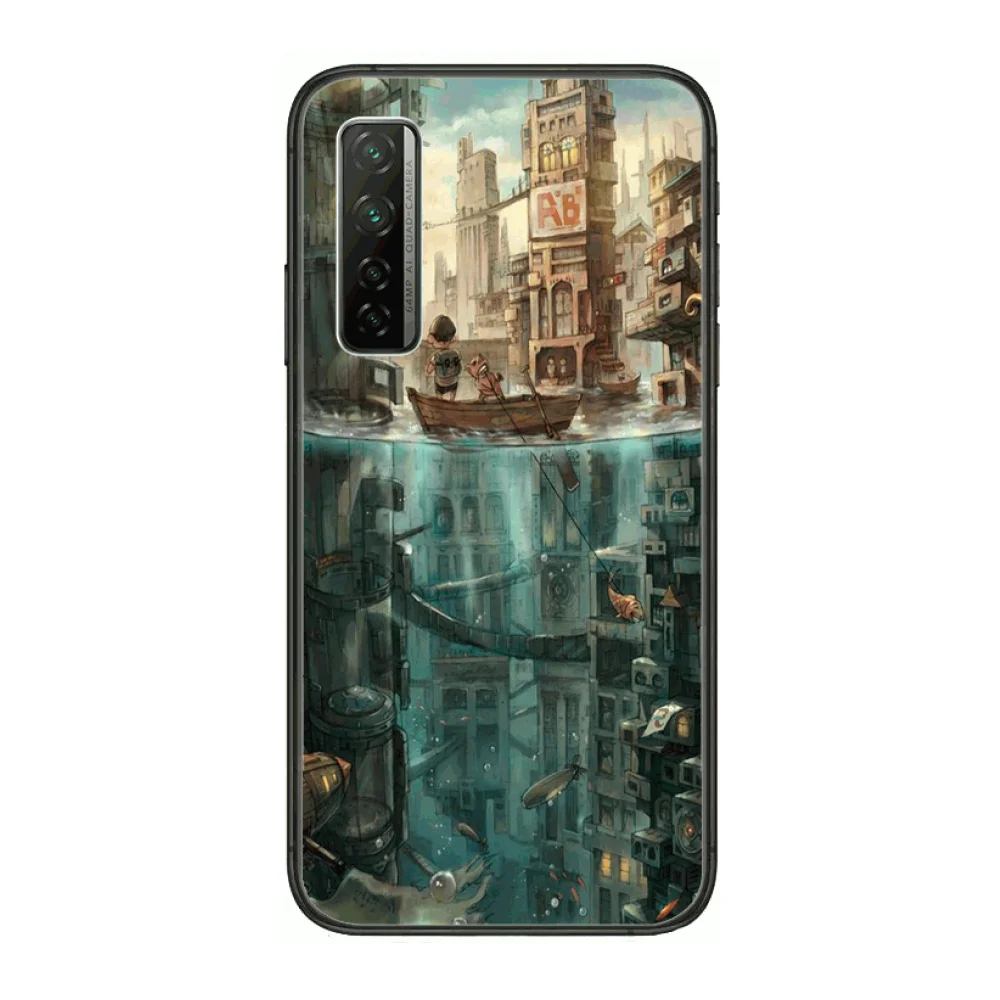 

Shockproof Aestheticism Phone Case For Huawei Nova p10 lite 7 6 5 4 3 Pro i p Smart ZBlack Etui 3D Coque Painting Hoesje