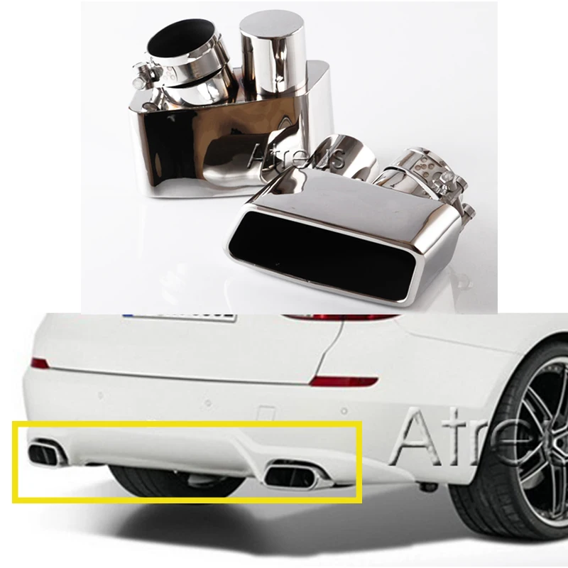 1 комплект хромированный глушитель выхлопной трубы из нержавеющей стали 304 для BMW