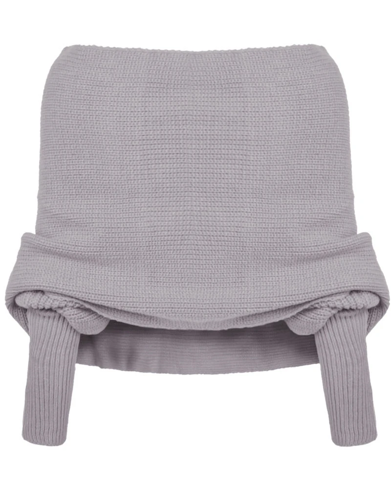 Женский свитер с открытыми плечами v-образным вырезом и крученой спинкой осенние