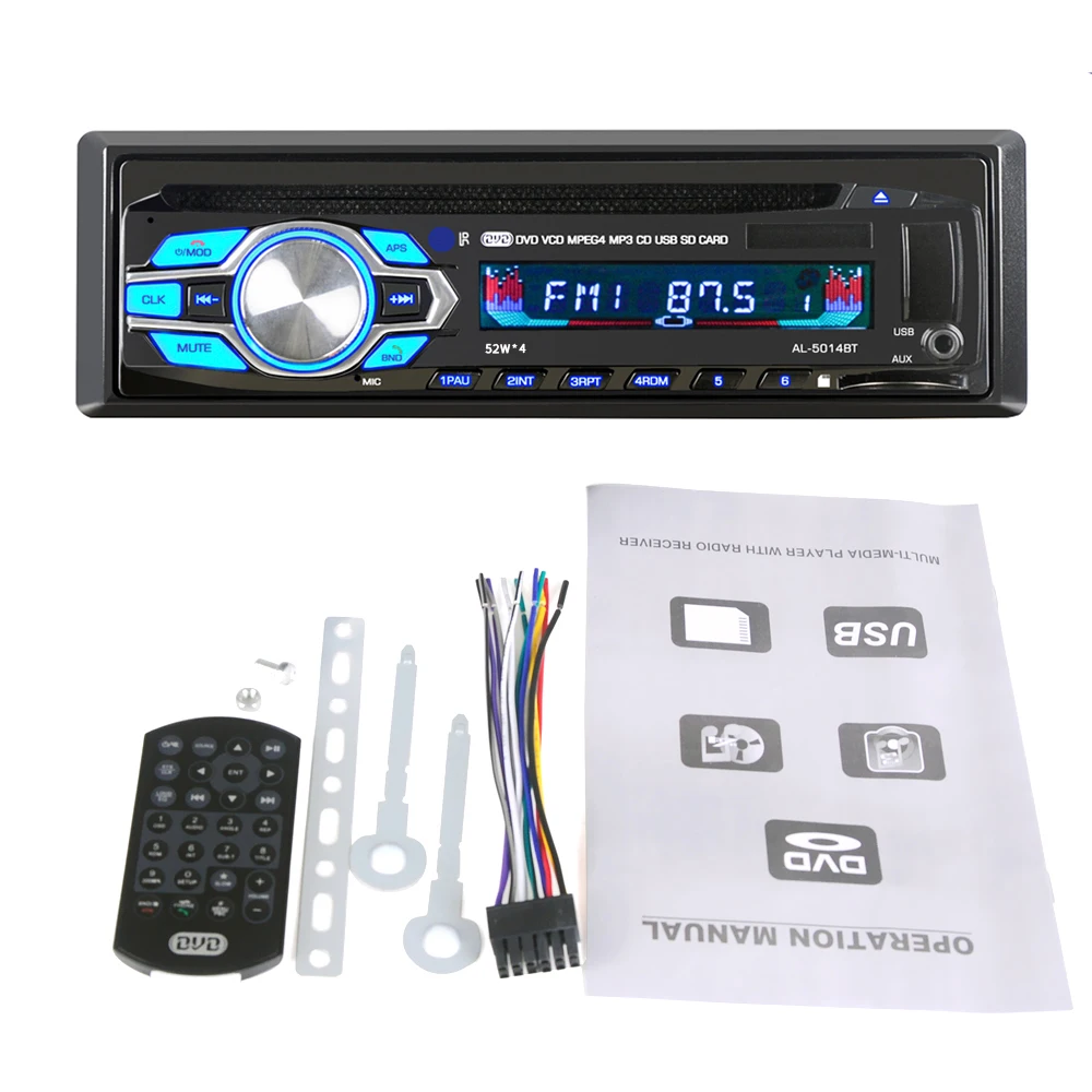 Bluetooth автомобильный Радио плеер 12 в автомобильный аудио стерео радио AUX-IN/USB/DVD/VCD/CD/MP3