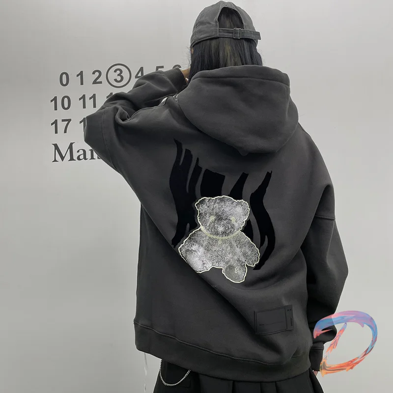 

WE11DONE Hoodie Men Women Luminous Bear Temperature Change Hooded Pullover Welldone High Street Fashion Sweatshirts