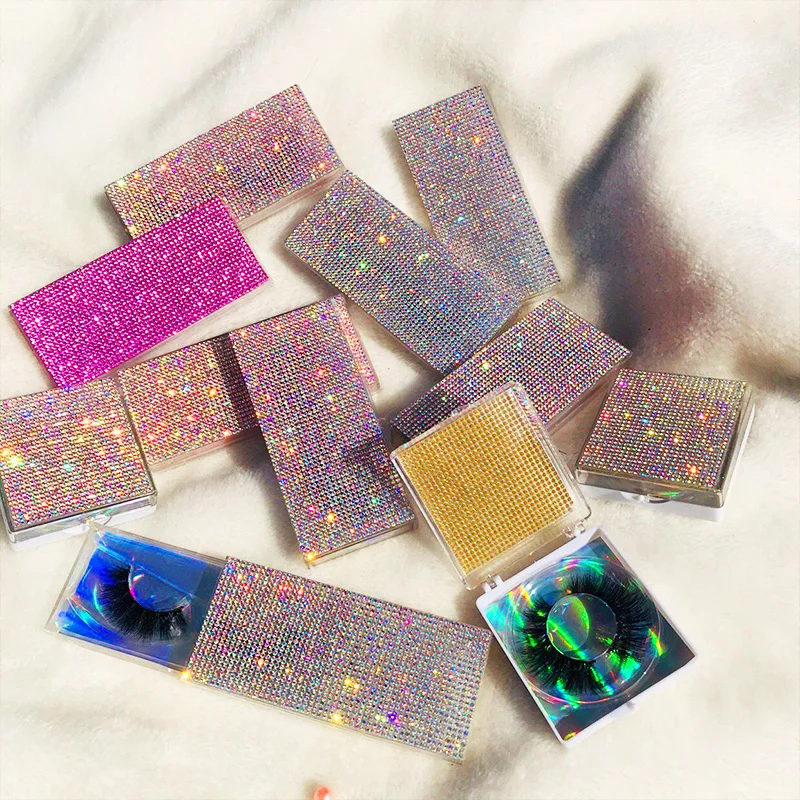Пользовательская упаковка блестящие стразы ресницы чехол 3D 5D норковые
