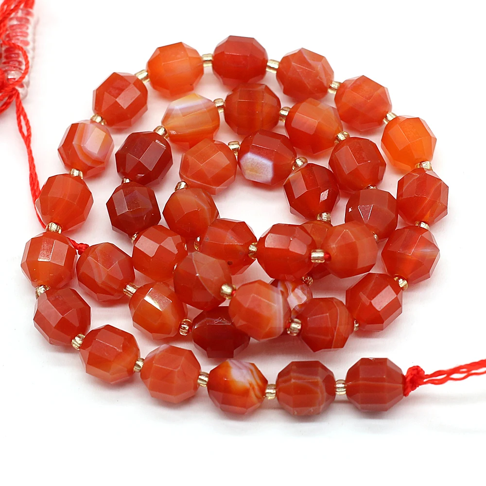 

Natural Red Stripe Agate Beaded Faceted Round Shape Beads for Jewelry Making DIY Necklace Bracelet Accessries 8mm