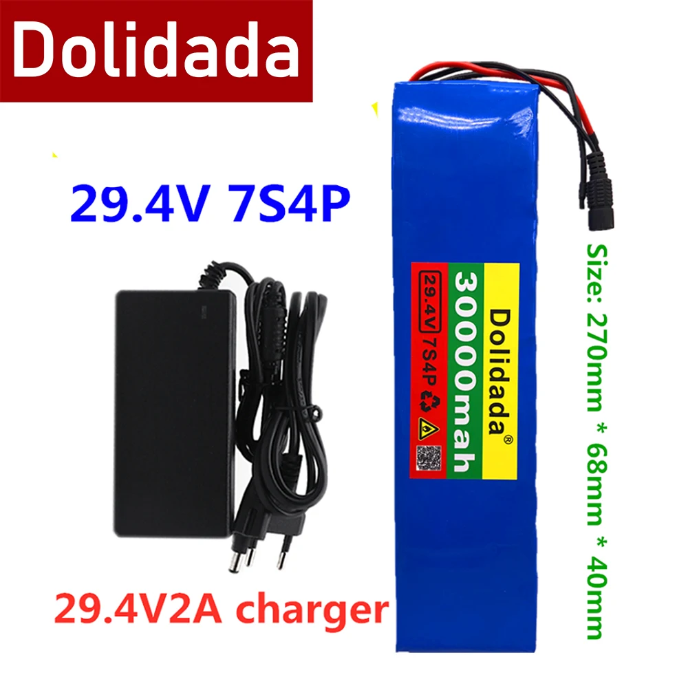 

7S4P 24 в 30 Ач 29,4 в для литий-ионного аккумулятора, Встроенный BMS электрический велосипед, Одноколесный велосипед, скутер, мотор для инвалидной ...