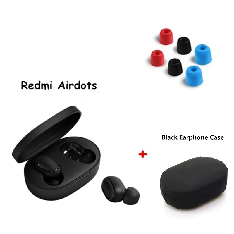 Redmi TWS AirDots Bluetooth наушники стерео беспроводные Bluetooth 5,0 наушники с микрофоном зарядное устройство управление AI - Цвет: add earplug black