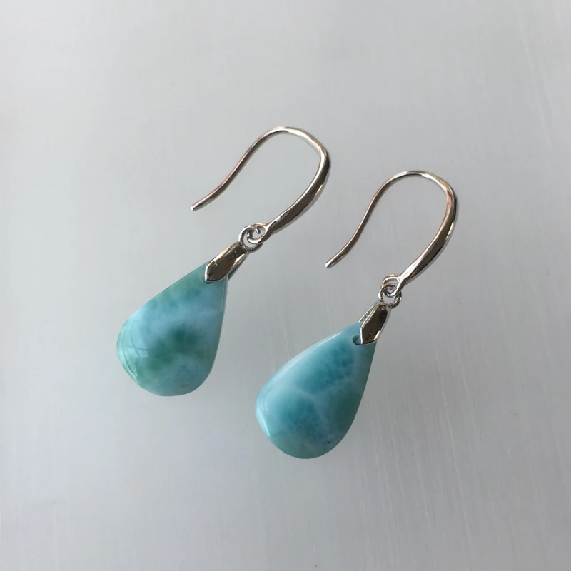 CSJ натуральный синий Larimar высокое качество маленькие звездочки серьги из