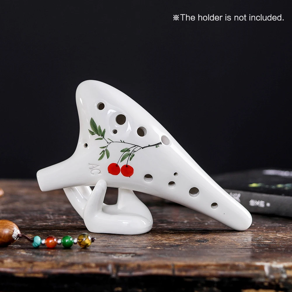 12 Holes Round Head Ceramic Ocarina Alto C Hand Painted with Lanyard Music Score Protective Bag For Lover and Learner |