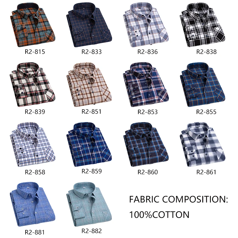 Aoliwen Flannel Multicolor Long Sleeve Shirts For Men 100% Cotton Oversized Casual Social Plaid White Shirts camisas para hombre
