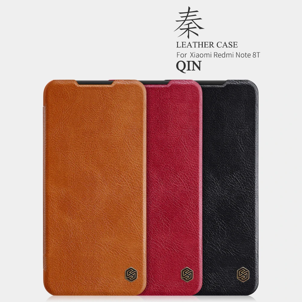 Роскошный чехол из искусственной кожи для Xiaomi Redmi Note 8T Nillkin Qin кожаный флип-чехол с