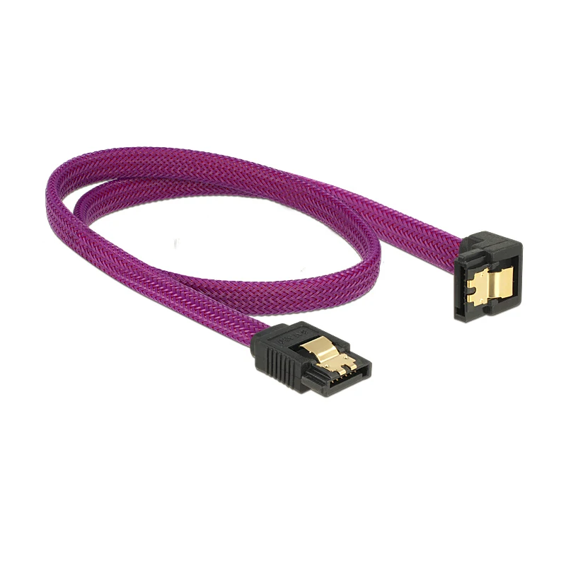 

18inch SATA 3.0 III SATA3 7pin Data Cable 6Gb/s SSD Cables HDD Hard Disk Data Cord with Nylon Sleeved Premium Version purple