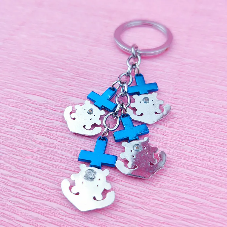 Брелок для ключей K0015 модный серебристый классический держатель с синими буквами