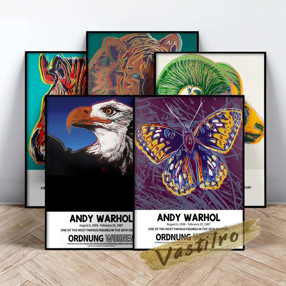 

Andy Warhol Famous Classic Poster, Warhol Butterfly Tiger Zebra Goat Eagle Art Prints, Andy Dollar Animal Painting, Idea Gift