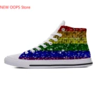 Блестящие женские и мужские легкие холщовые кроссовки Harajuku с флагами